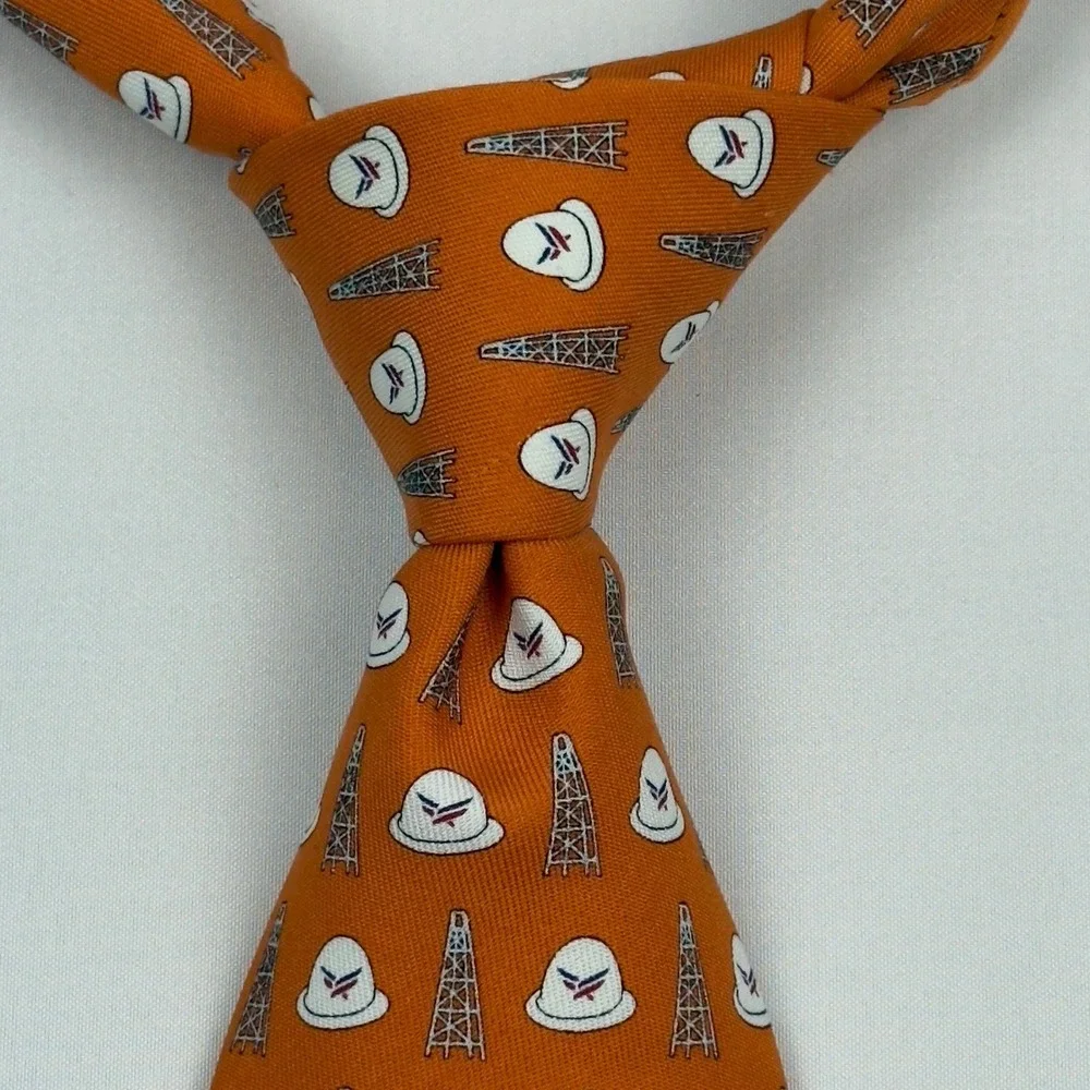 Vineyard Vines Mens Orange Silk Oil Derrick Tie American‎ Energy Partners